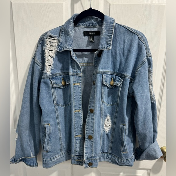 Forever 21 Jackets & Blazers - Forever 21 Distressed Boyfriend Denim Jacket. Size M. Dropped long sleeves.